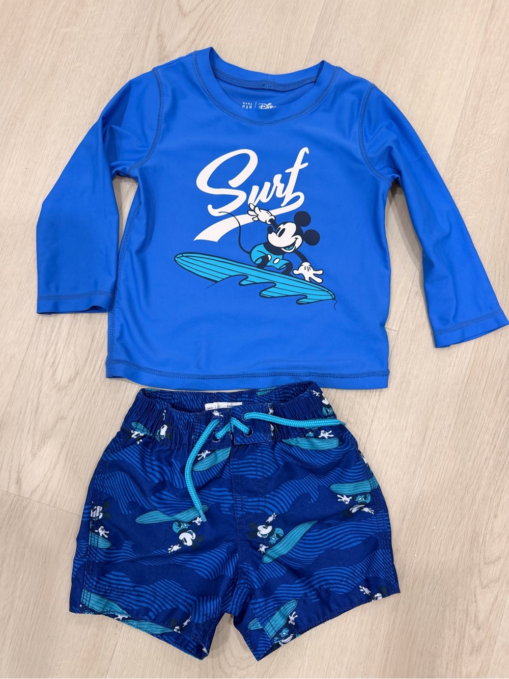 Gap Disney Mickey Mouse Blue Surf Rash Guard Swim Set for Kids
